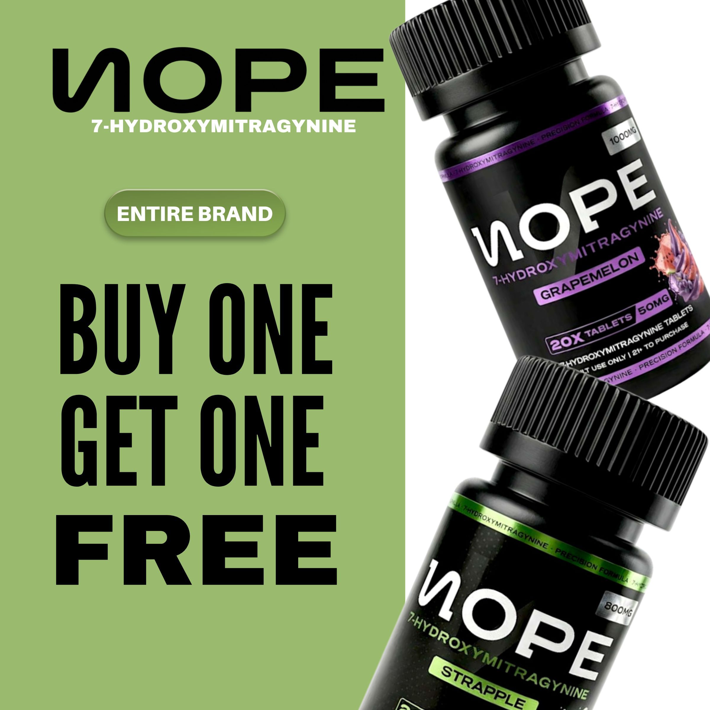 NOPE brand supplement bottles with a 