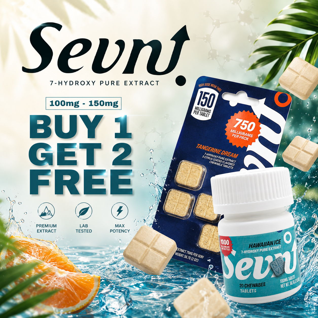Promotional image for Sevn products with 