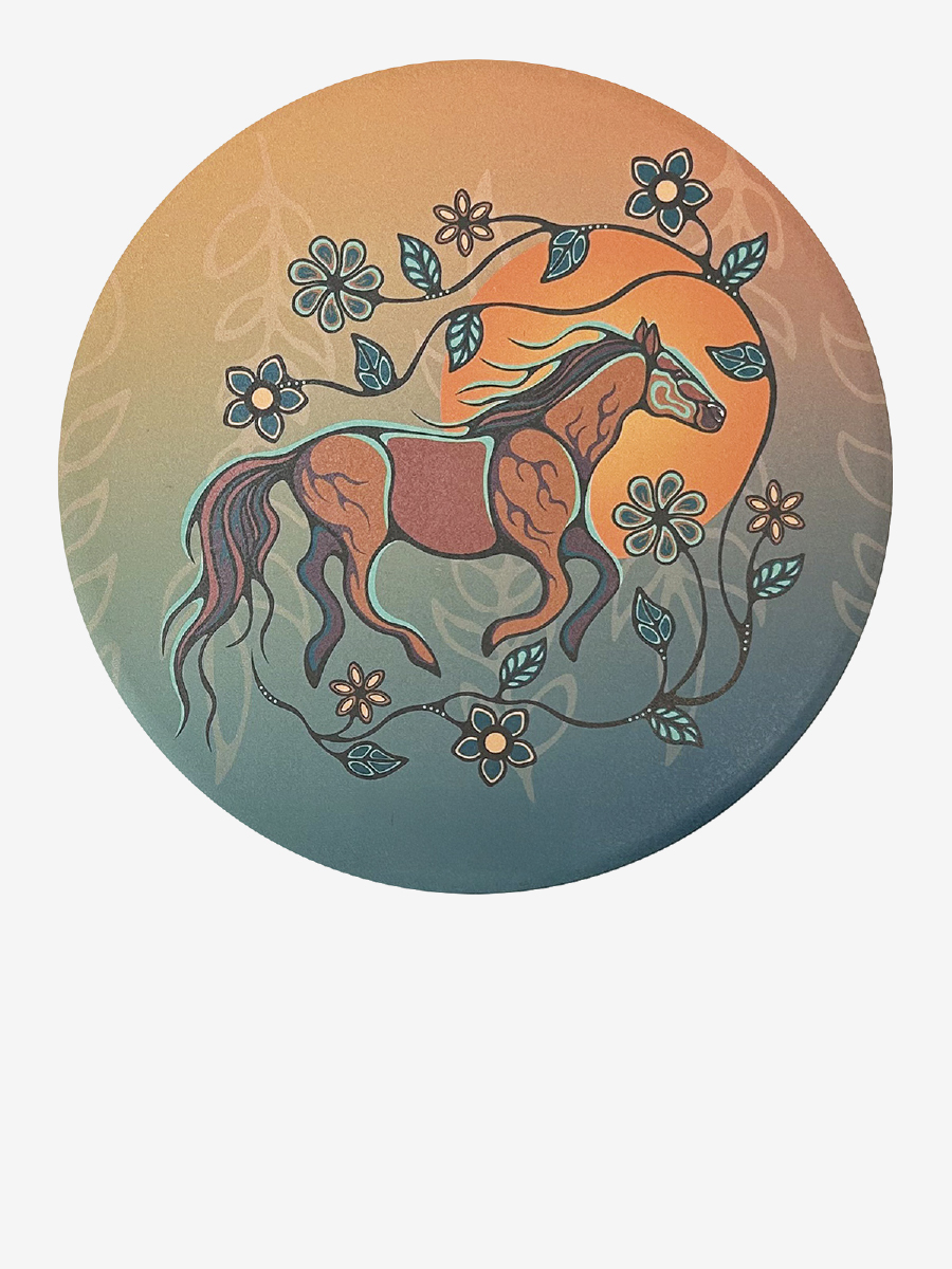 Horse (Bebezhigooganzhii) Ceramic Trivet by Storm Angeconeb, Lac Seul First Nation, Ojibwe