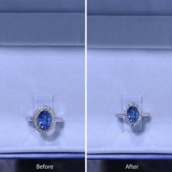 Sapphire Gradient Halo Diamond Ring - Custom-Made for a WILLS JEWELLERY Client