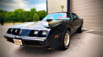 Front view black gold Trans Am screaming chicken hood shaker scoop BAN ONE plate Jim's 1980 Pontiac Trans Am 2-Chime 3-Liter air horn kit customer install gallery photo 4