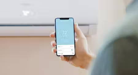 Photo of a Haier ductless wall mount mini split air conditioner wifi control with smartphone app
