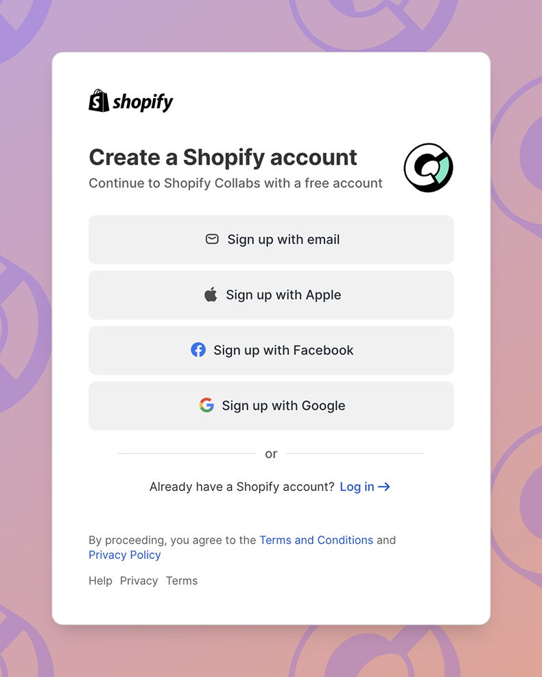 Affiliate Shopify Collabs Welcome Screen