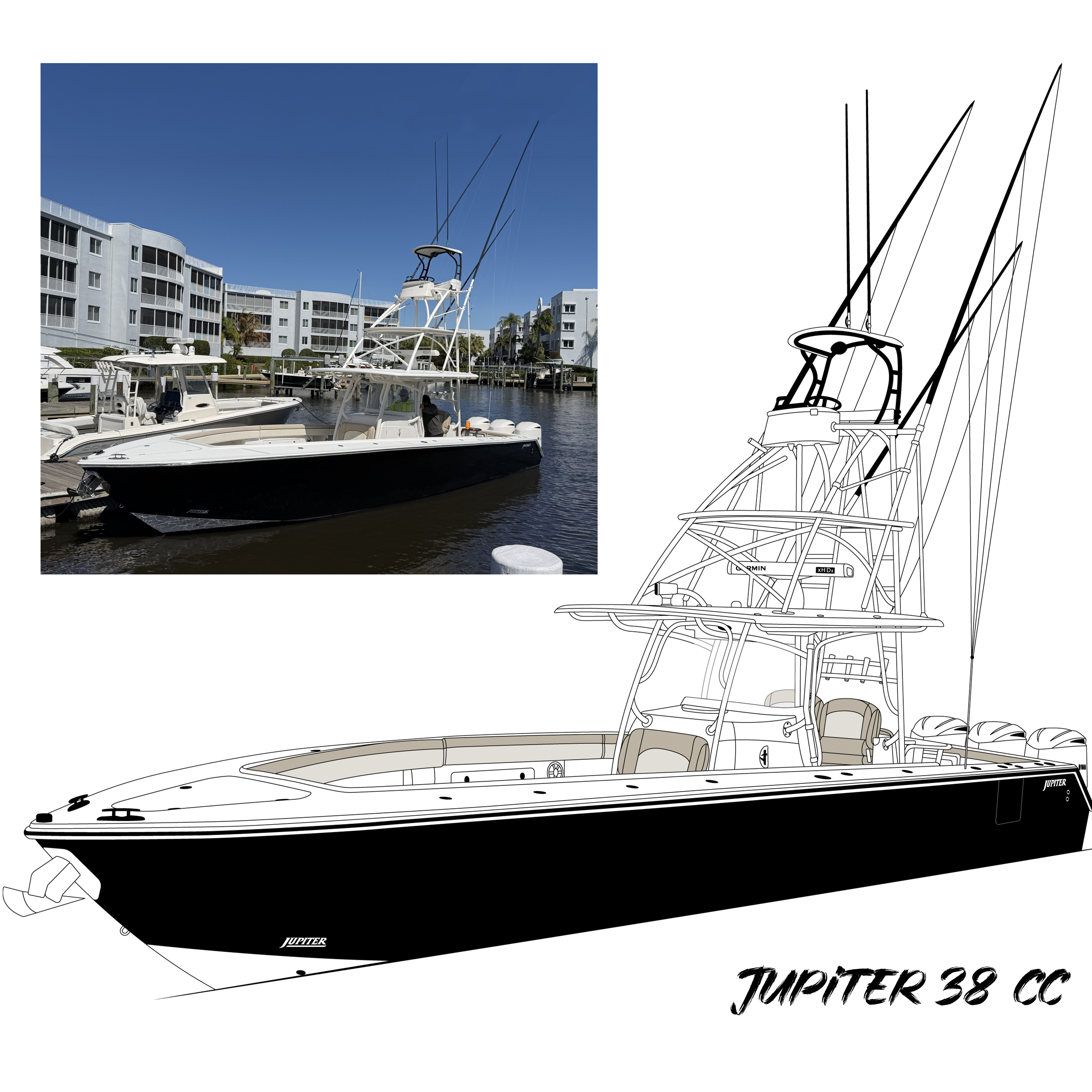 jupiter center console boat in florida fishing waters