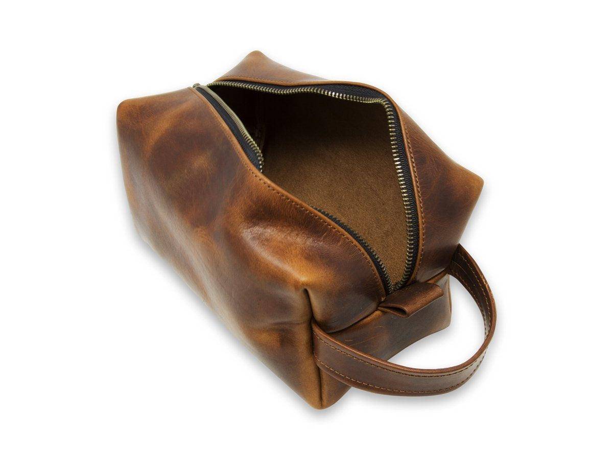 Leather Dopp Kit in Brown Color