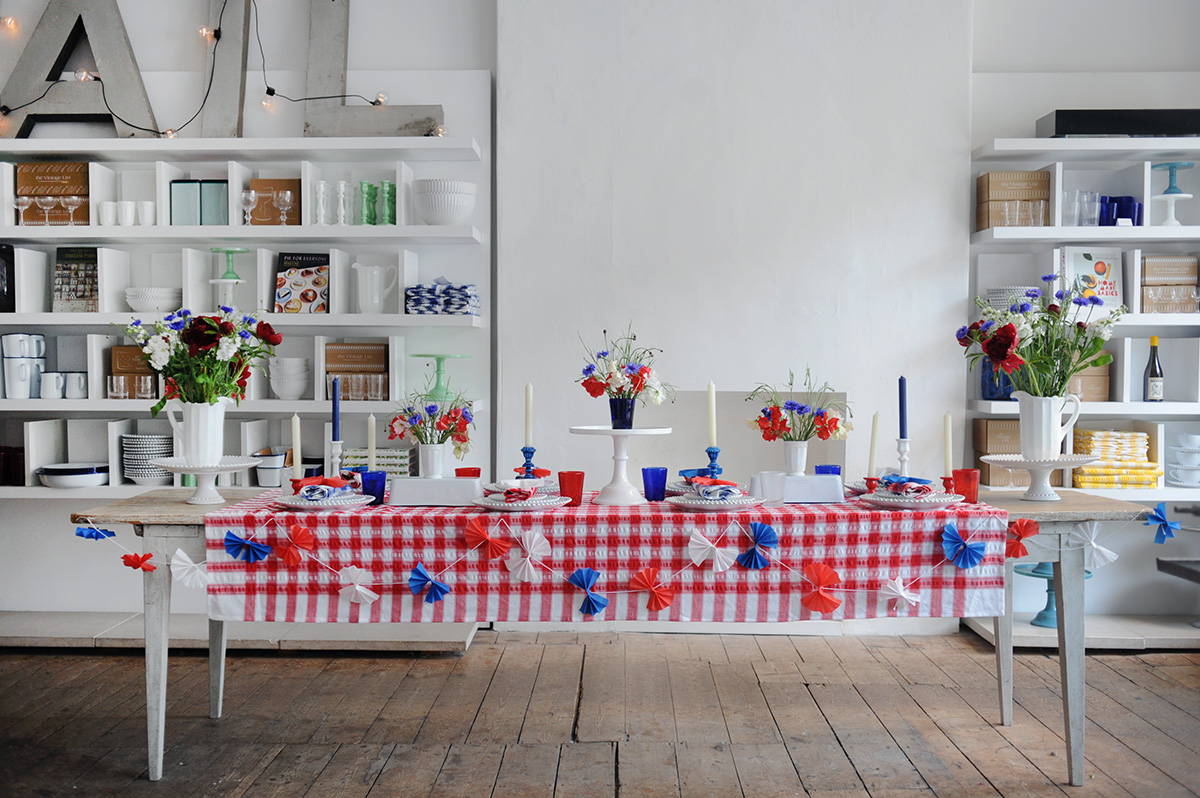 The main table in the Homewares department of The Hambledon, laid with Jubilee homewares products.