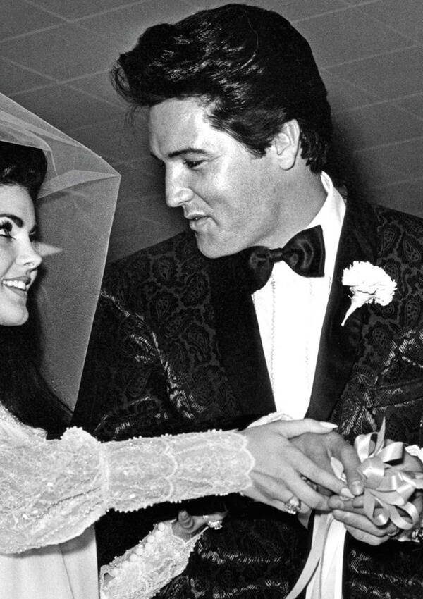 A photograph of Elvis Presley on his wedding day.