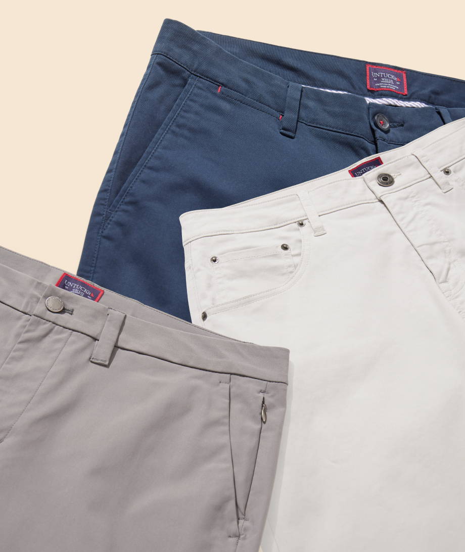 Assortment of UNTUCKit trousers.