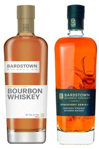 Two bottles of Bardstown bourbon whiskey on a white background.