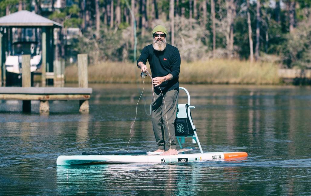 A Man fishing off a HD Gatorshell