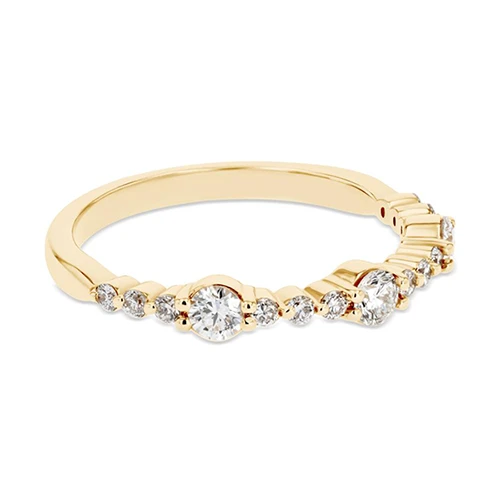 Multi stone diamond accented stackable band in 14k yellow gold