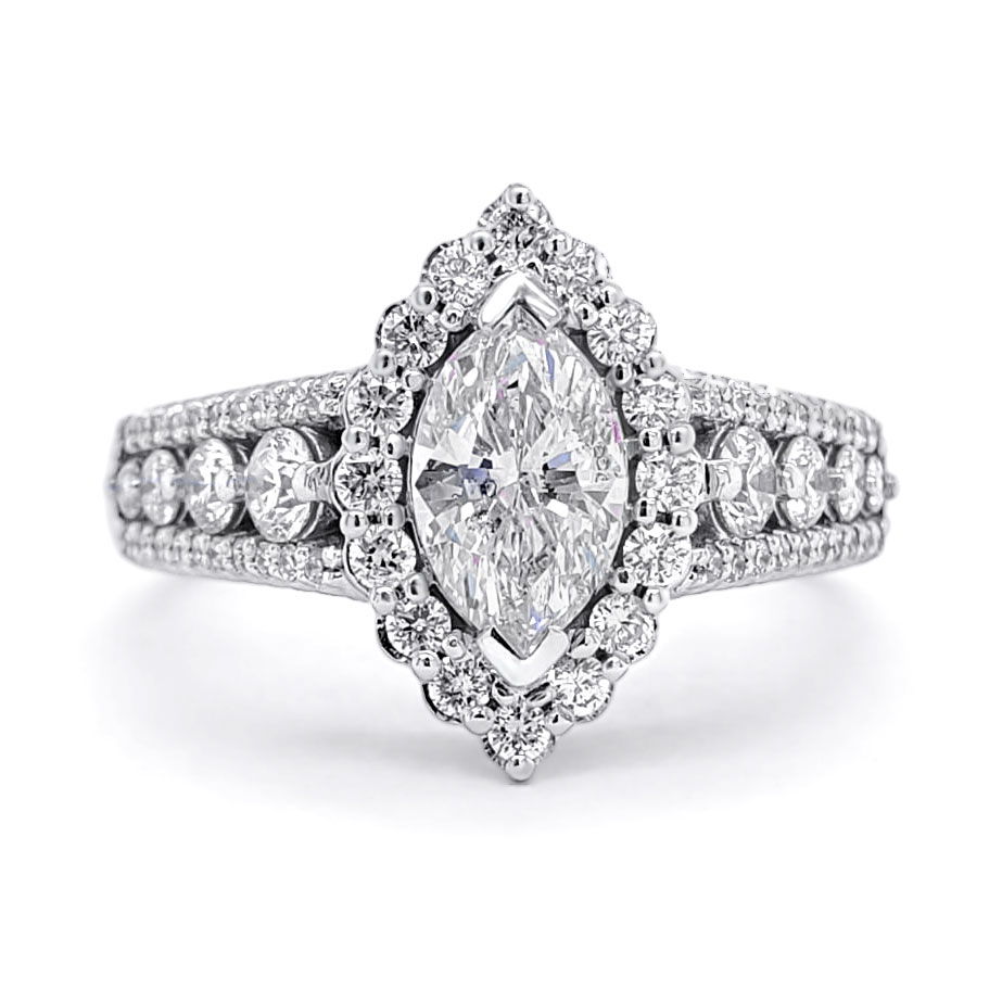 Custom marquise diamond engagement ring