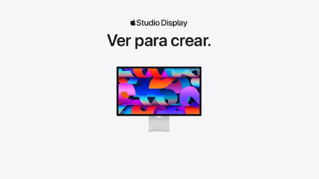 Apple Studio Display with colorful abstract design and 