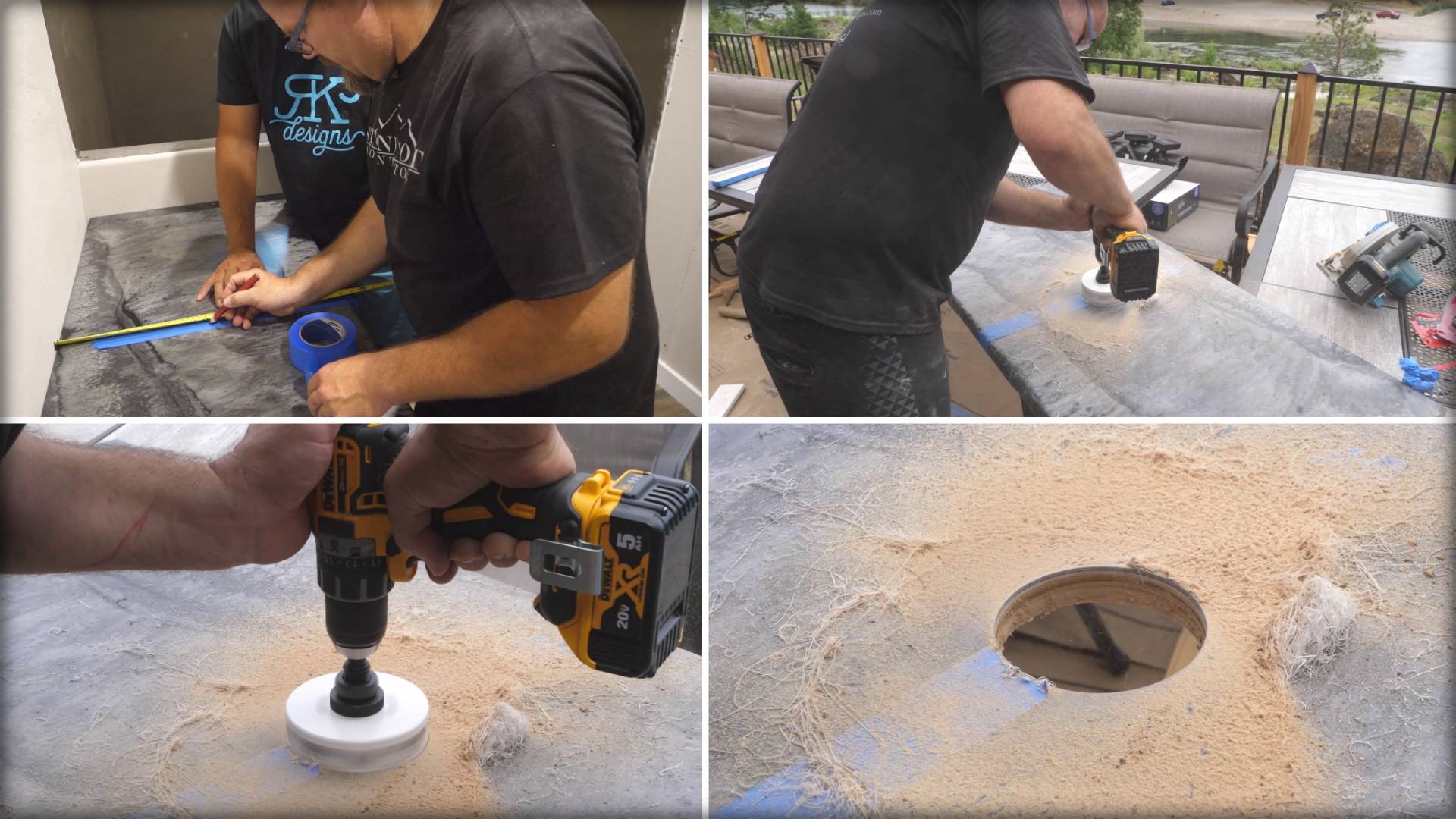 Step 4 of a DIY project: Drilling a faucet hole into the countertop