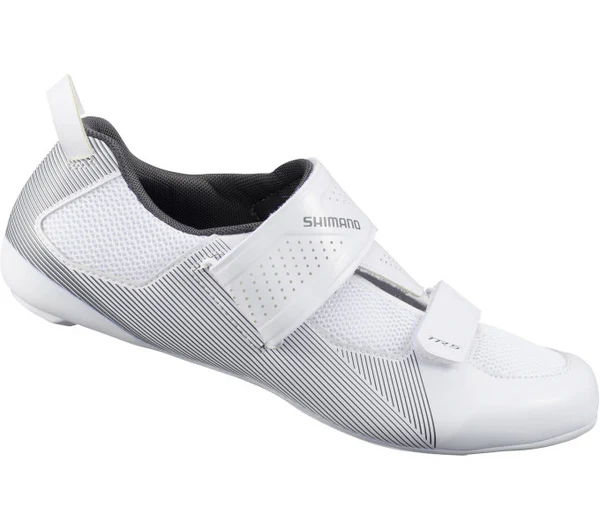 Shimano Fahrradschuh, Triathlon-/ Rennradschuh SH-TR501, weiß in seitlicher Ansicht.