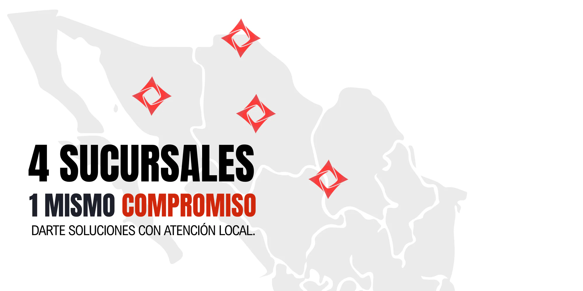 Mapa de IPS México: cuatro sucursales y un mismo compromiso de brindar soluciones con atención local.