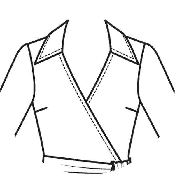 Misses' Wrap Dress by Diane von Furstenberg | V2000 | Technical drawing showing dress details
