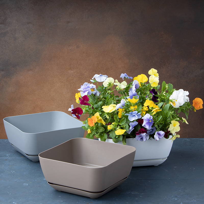 Majestic large garden planters in white, gray and taupe