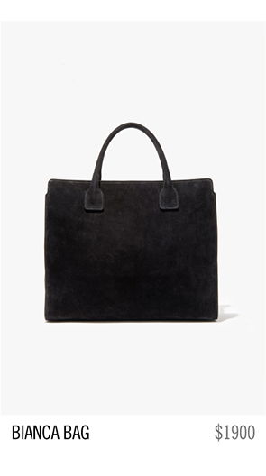 Black Bianca bag with two handles, priced at $1900.