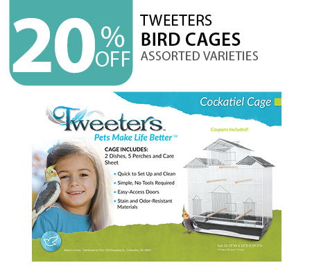 20% off Tweeters Bird Cages