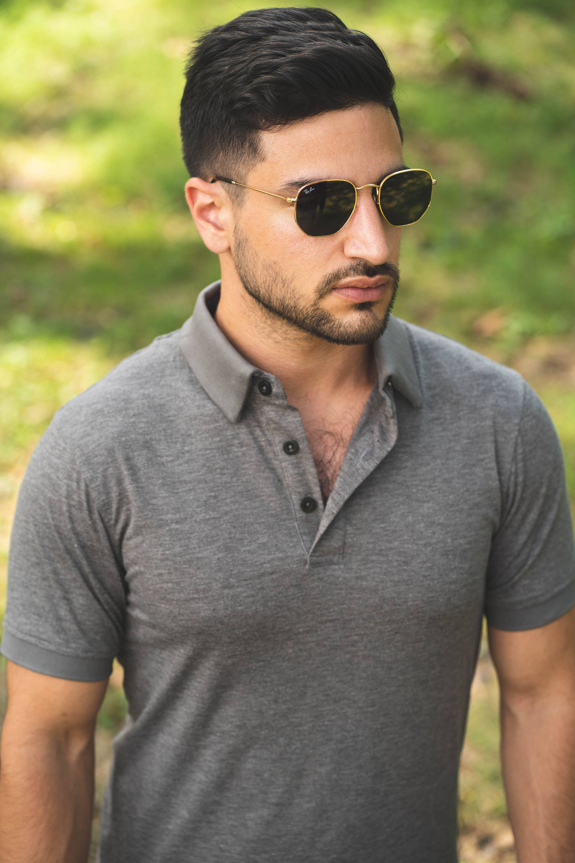 gray polo shirt for men