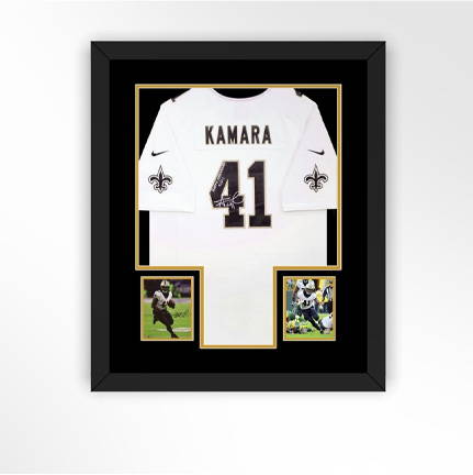 A jersey frame with photos.