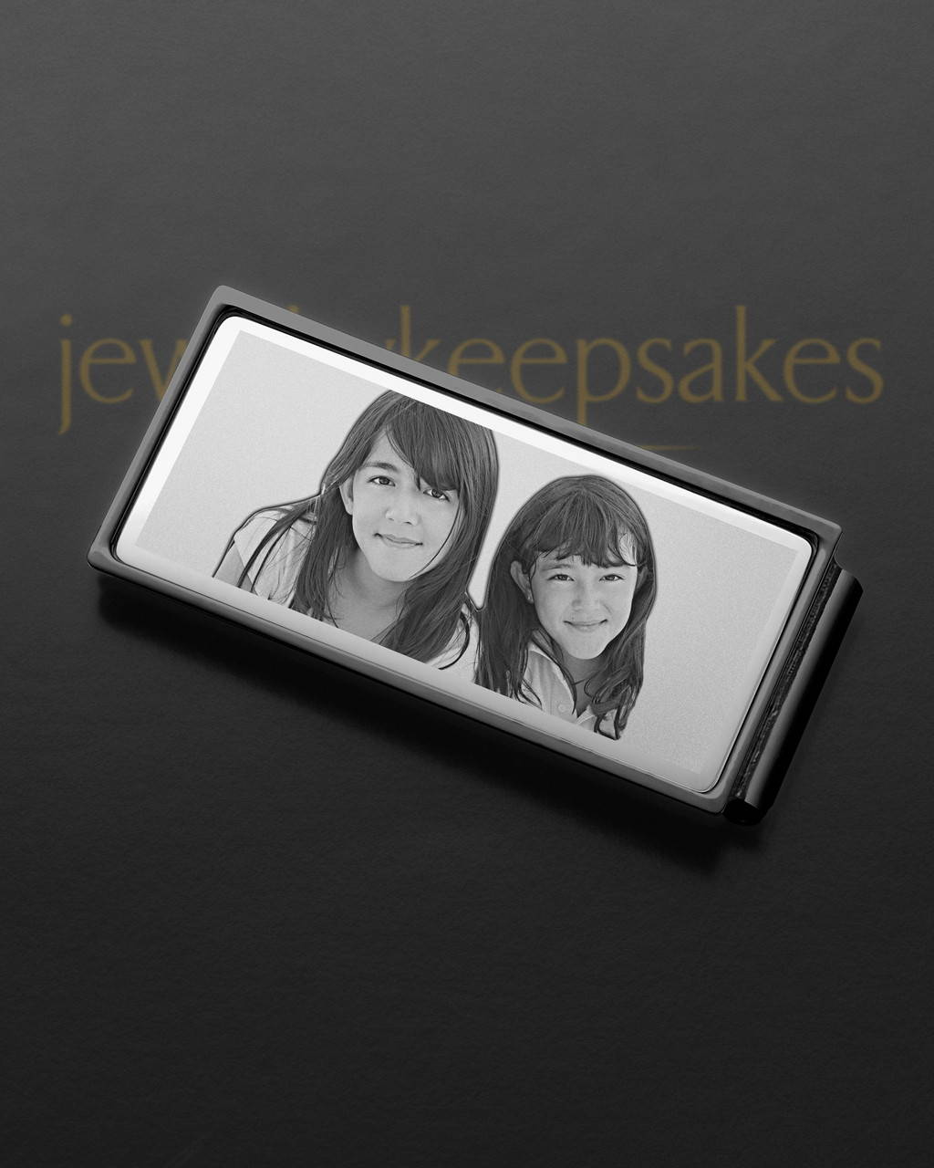 Silver On Black Photo Engraved Money Clip