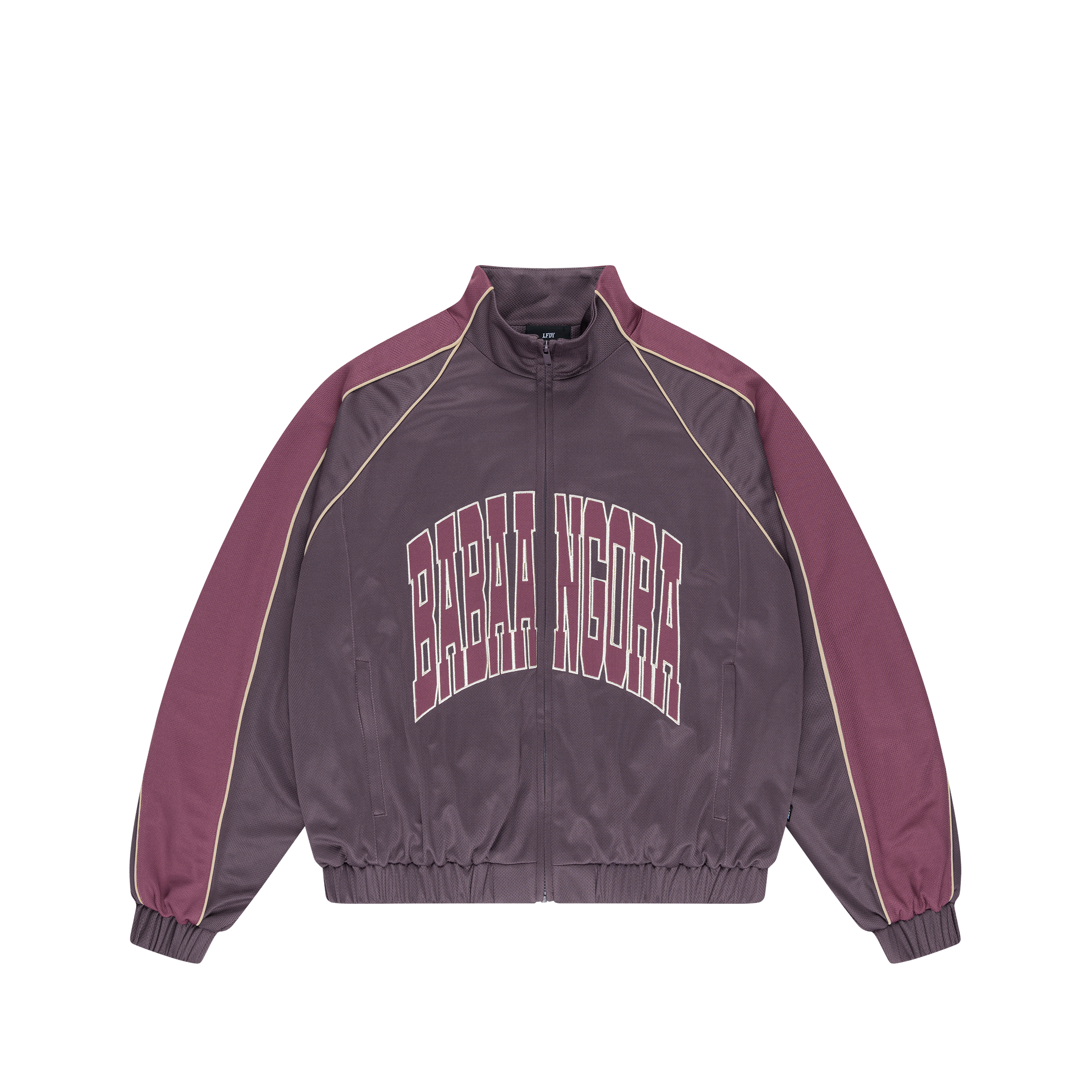 A purple and gray jacket with 