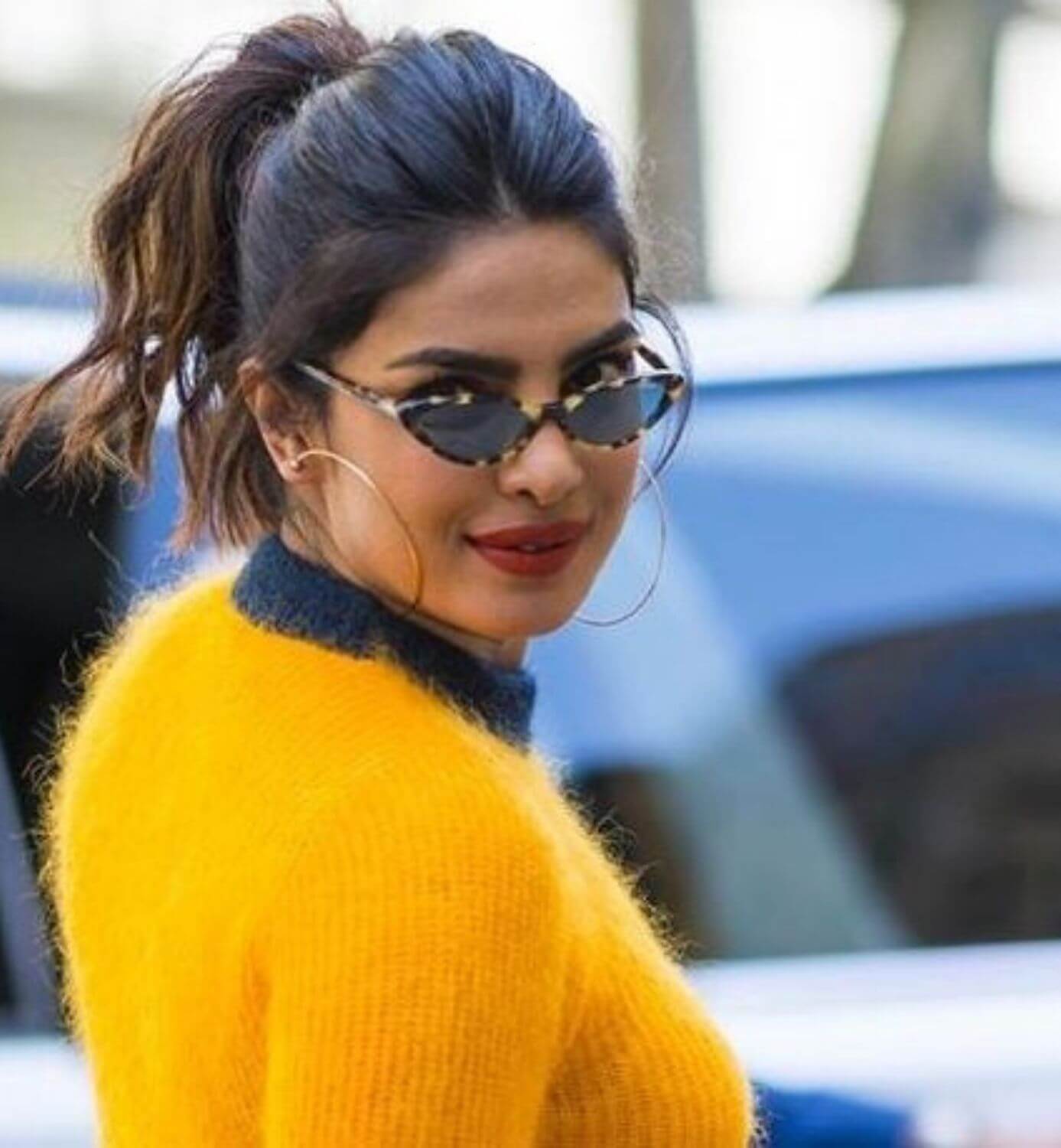 Priyanka Chopra wearing small cat-eye sunglasses