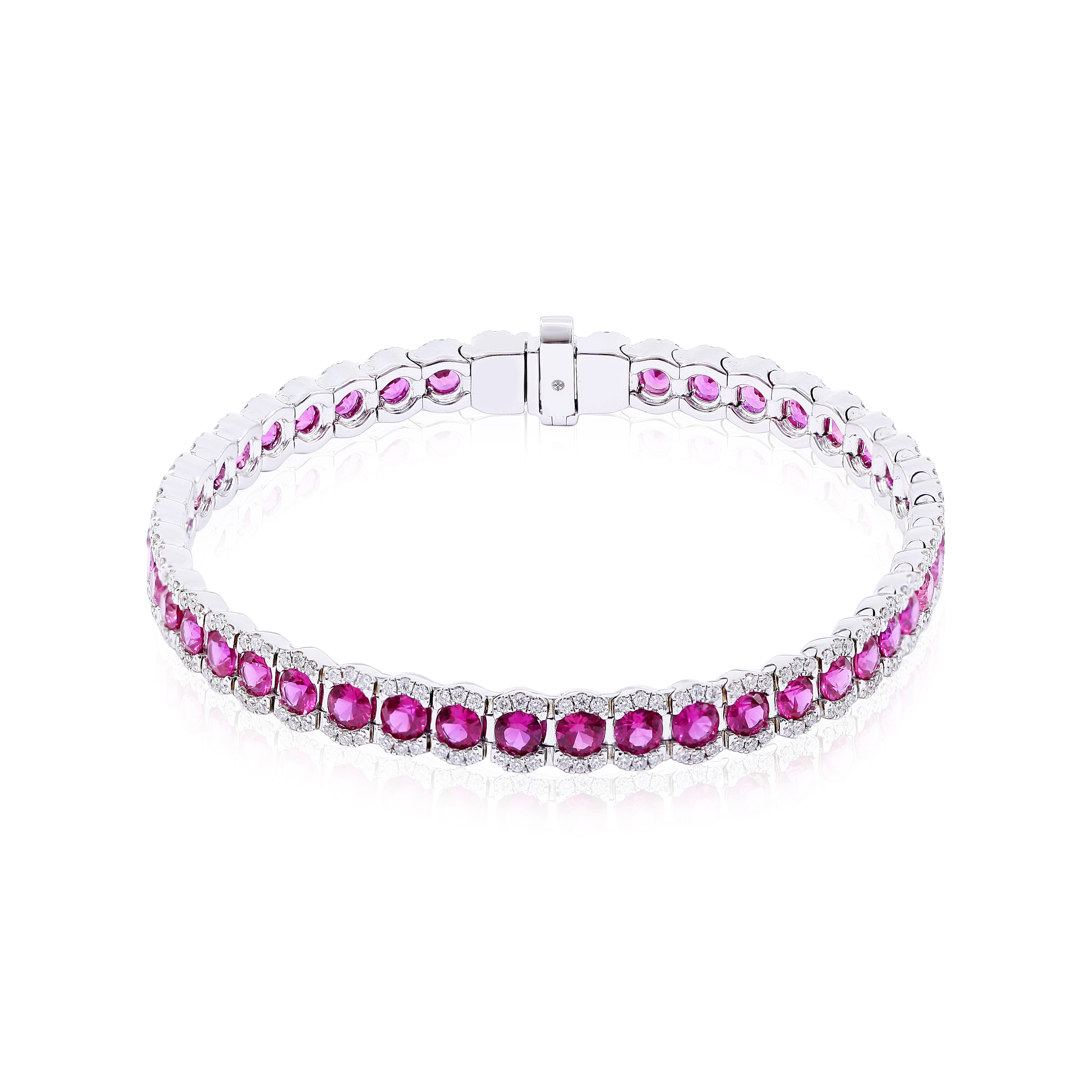 pink sapphire and diamond halo bracelet