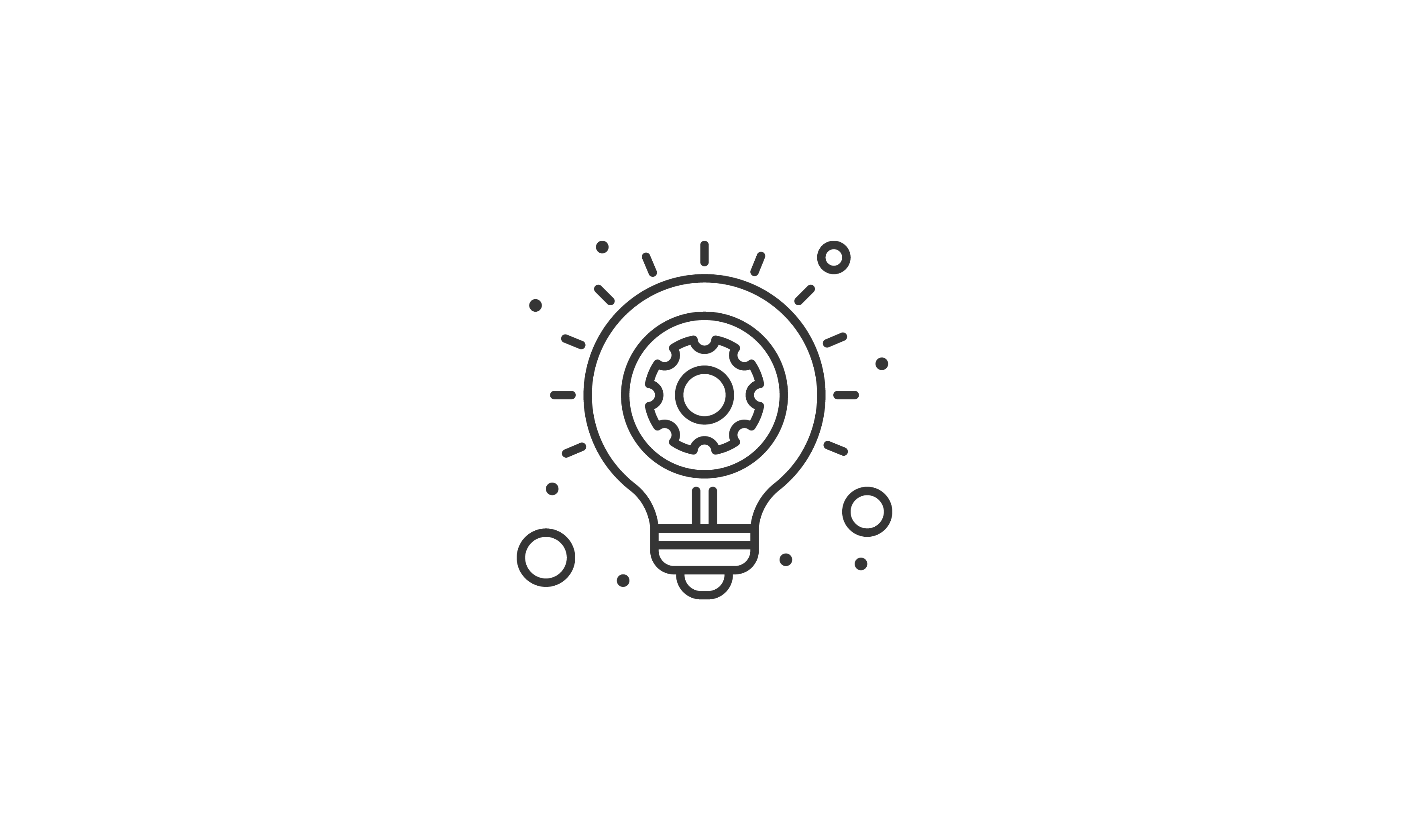Light bulb with gears, symbolizing ideas and innovation.