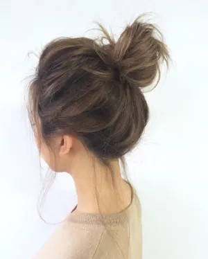 Girl with messy bun