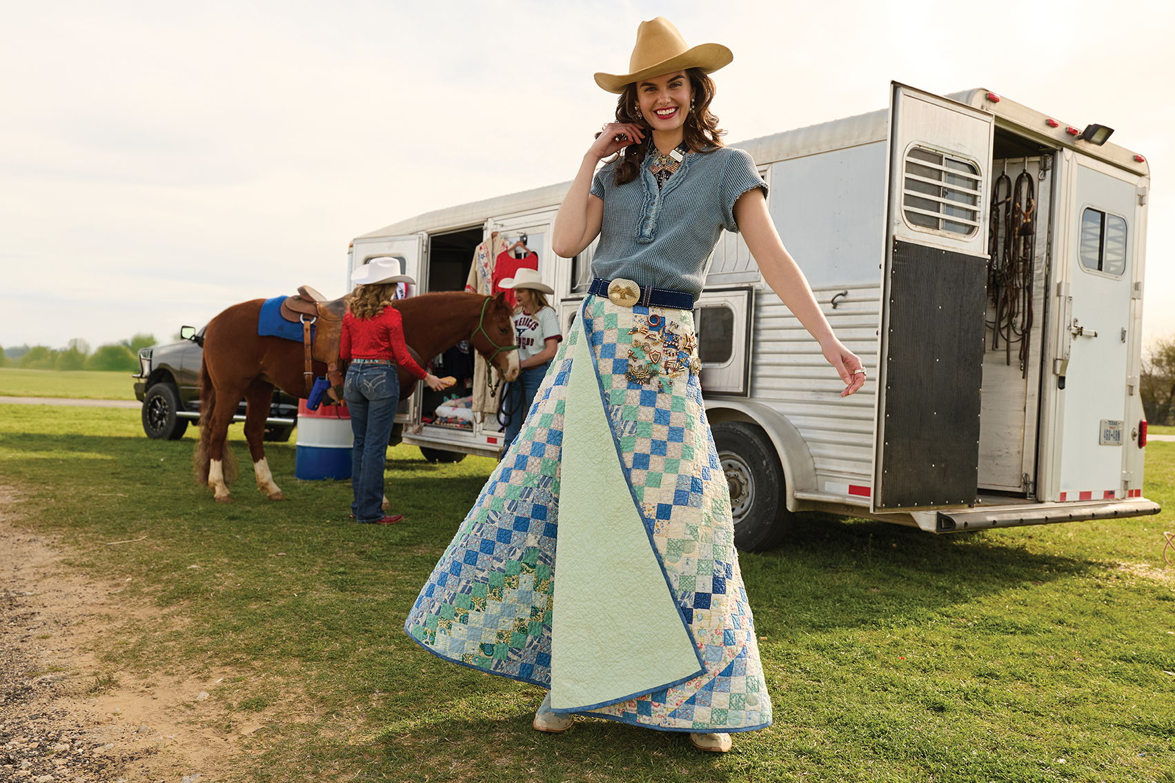Kaylin wearing one of The Lady Liberty Quilt Skirts