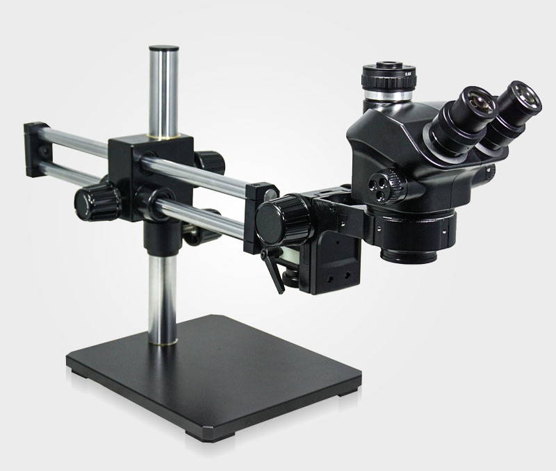 ESD-trinocular-stereo-microscope-dual-arm-post-stand
