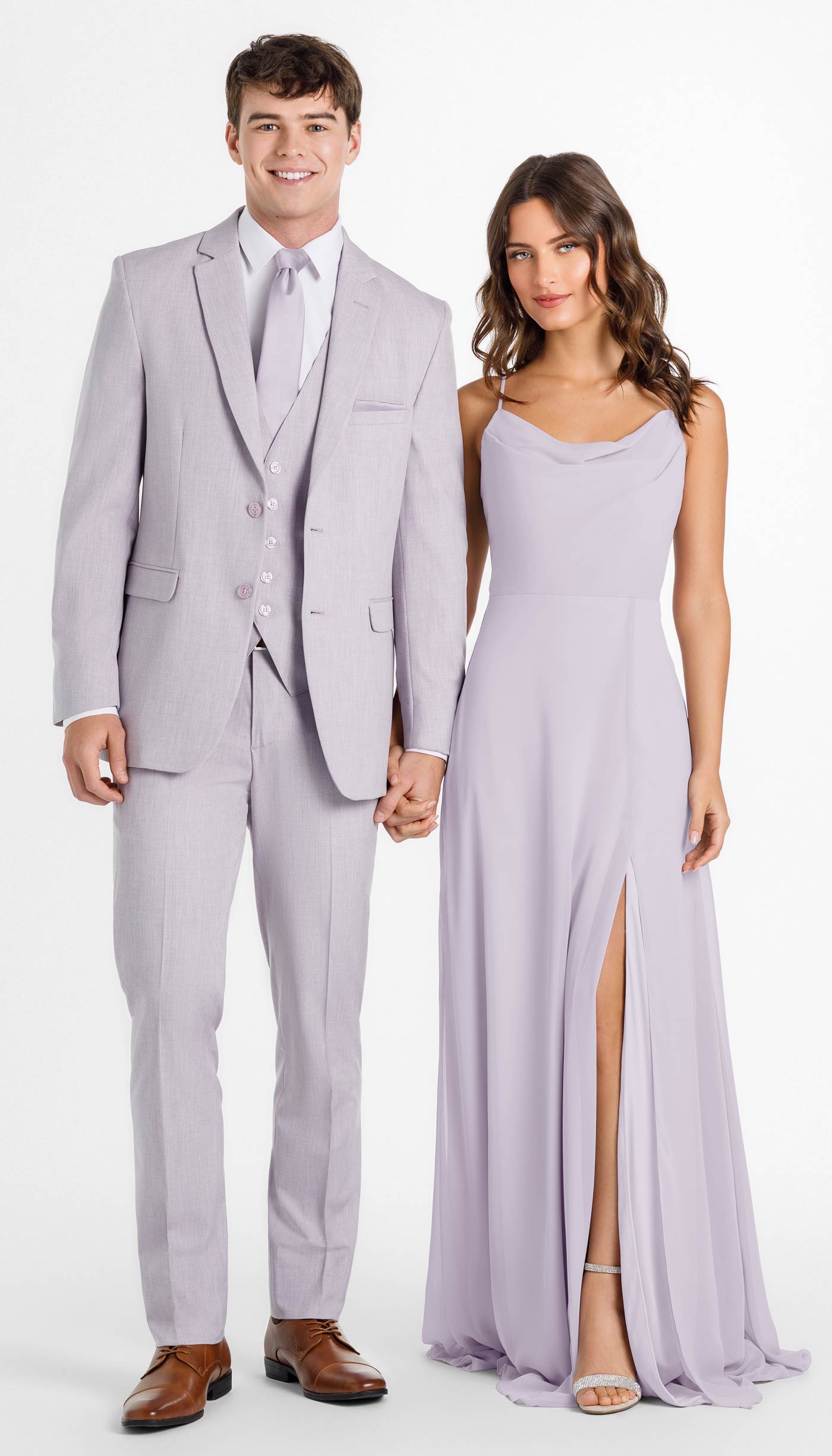 lavender suit with wisteria bridesmaid dress
