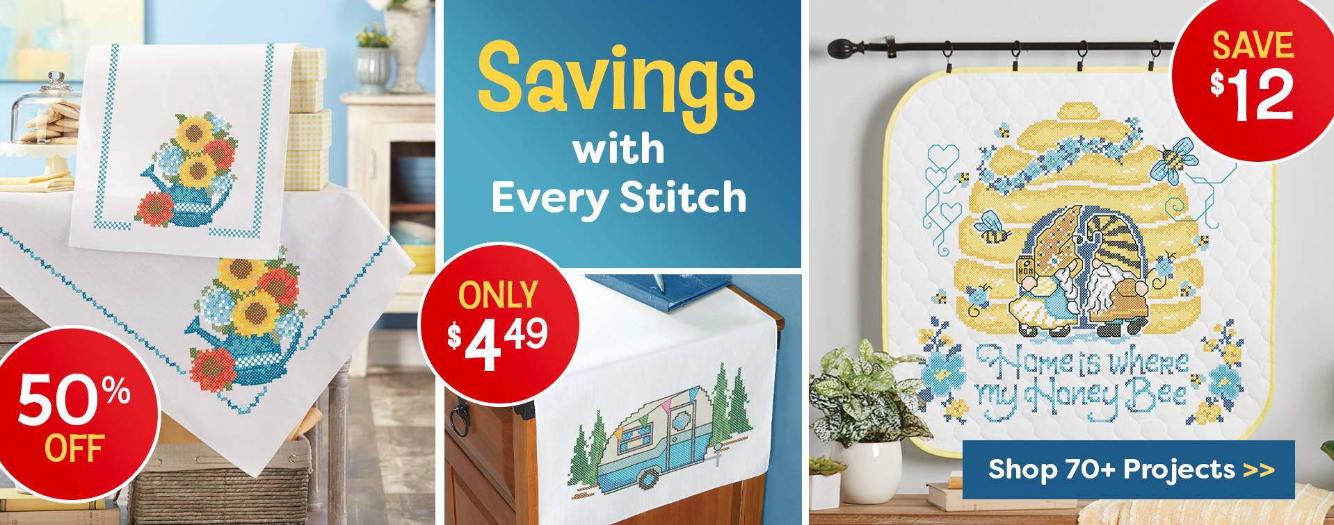 Savings with Every Stitch up to 50% off 70+ projects. Image: Selected sale projects.