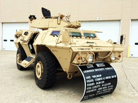 An armored security vehicle (ASV M1117) is on display at the Camp Grayling Maneuver Area Training Equipment Site (MATES), Aug. 4, 2017, during Northern Strike 17 Media Day. Northern Strike is a National Guard-sponsored exercise uniting service members from multiple states, service branches, and NATO allies for military training at the Camp Grayling Joint Maneuver Training Center and the Alpena Combat Readiness Training Center, both in northern Michigan. The goal of the newly accredited exercise is to maximize full spectrum combat readiness by providing realistic, unit-tailored, cost-effective, and highly integrated joint fires combat training in an adaptable threat and combined arms live fire environment emphasizing cooperation between Joint and Coalition forces.