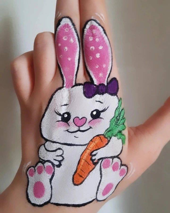 easter bunny on hand face paint