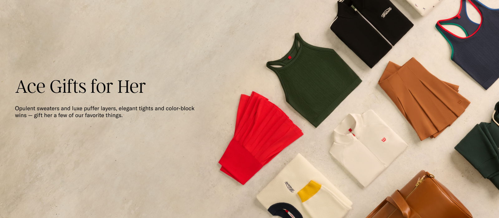 A flat lay of various clothing items for women.