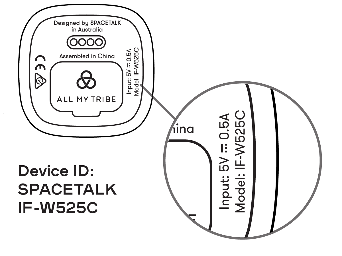 diagram showing on underside of device how to locate device ID IF-W525C