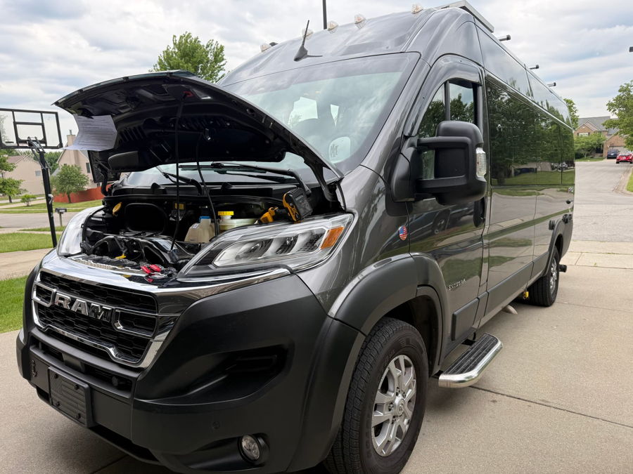 Angled exterior or side view John's 2025 RAM ProMaster 2500 Sniper Electric Horn install gallery photo 2