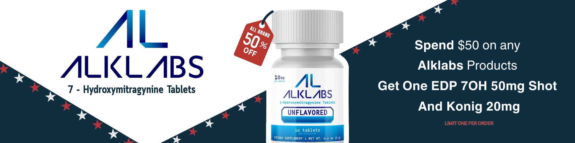 Promotional graphic for Alk Labs product with discount offer.