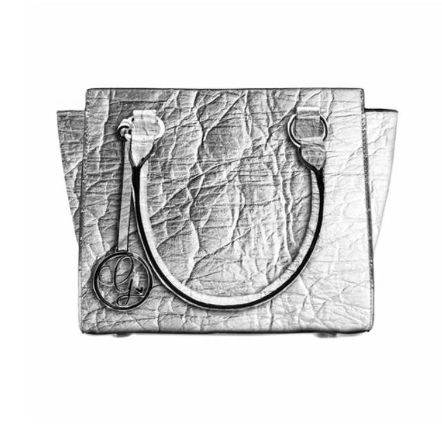 pinatex pineapple leather silver handbag