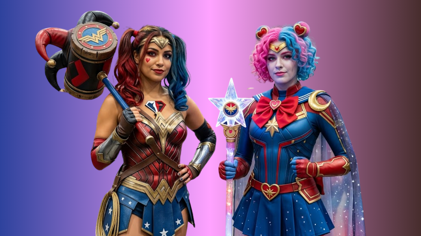 Most popular types of mashup cosplay include character vs character blends, character plus aesthetic transformations, universe swaps, era reimaginings, and alignment flips such as hero-to-villain or villain-to-hero redesigns, all combining recognizable fandom elements into creative crossover costumes