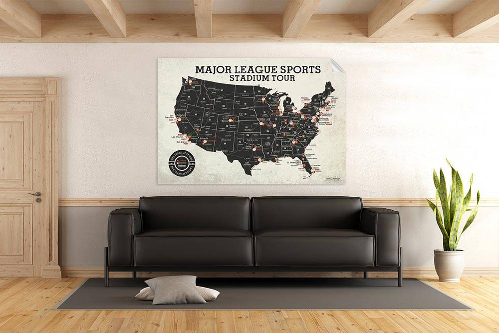 Baseball & Basketball map Wall Decal