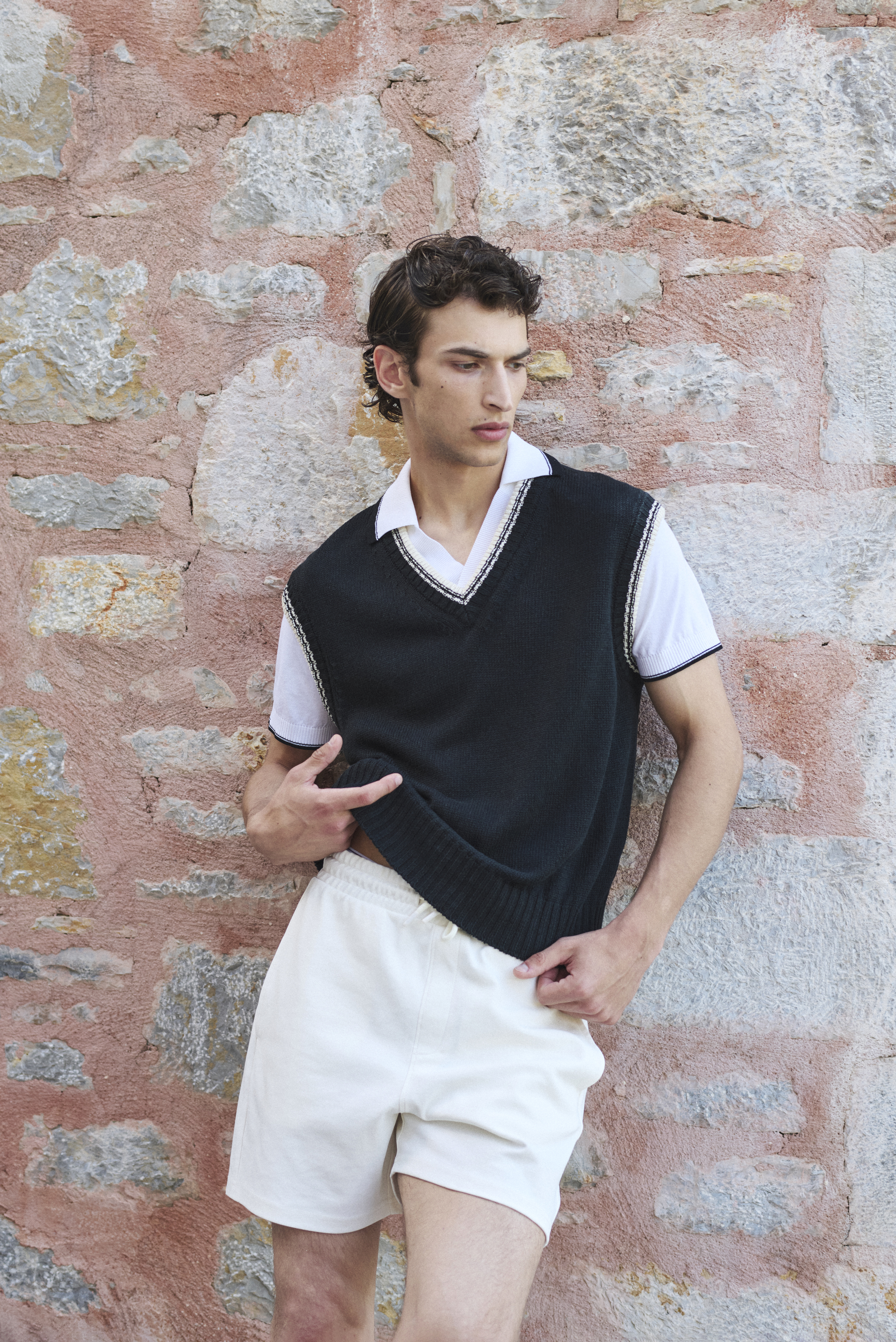 Men's Knitted Tennis Polo - Black