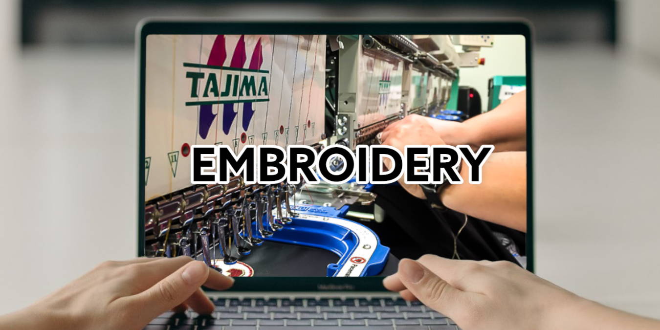 Embroidery stitch on headwear, shirts, hoodies, shorts, joggers and more
