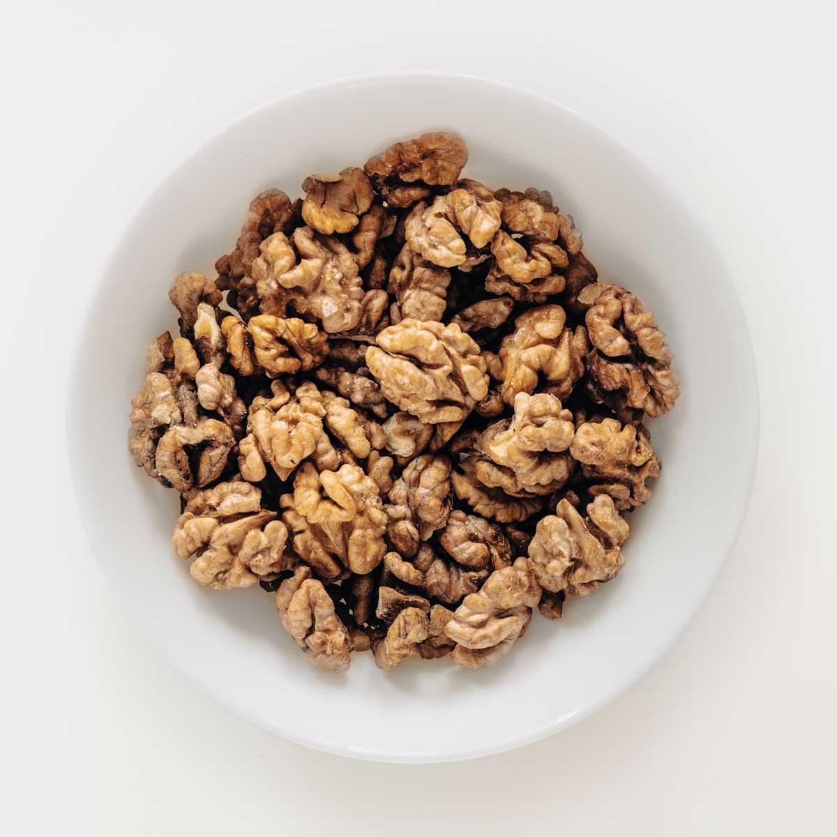 A bowl of shelled walnuts