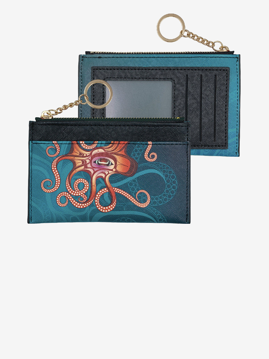 Octopus (Nuu) Zippered Card Wallet by Ernest Swanson