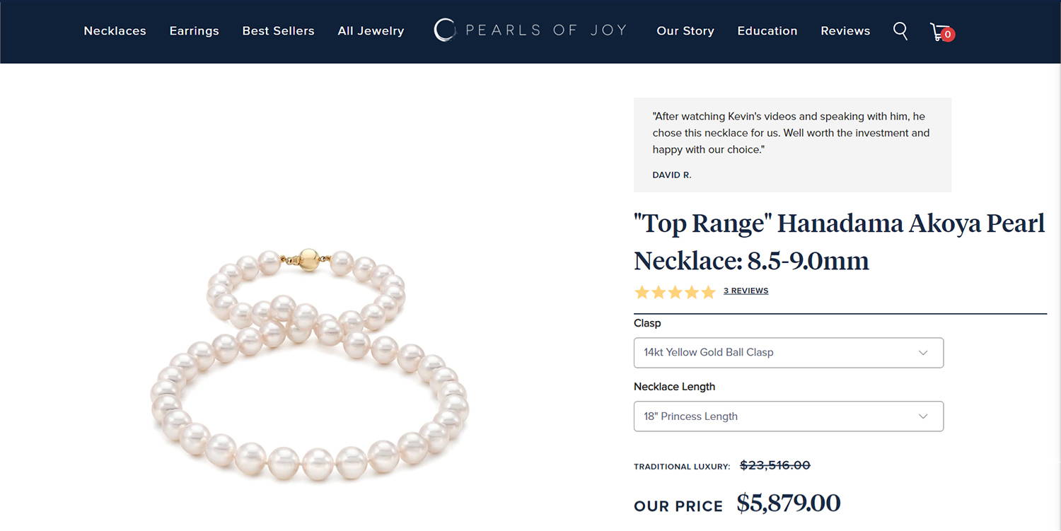 Pearls of Joy Pearl Necklace Pricing